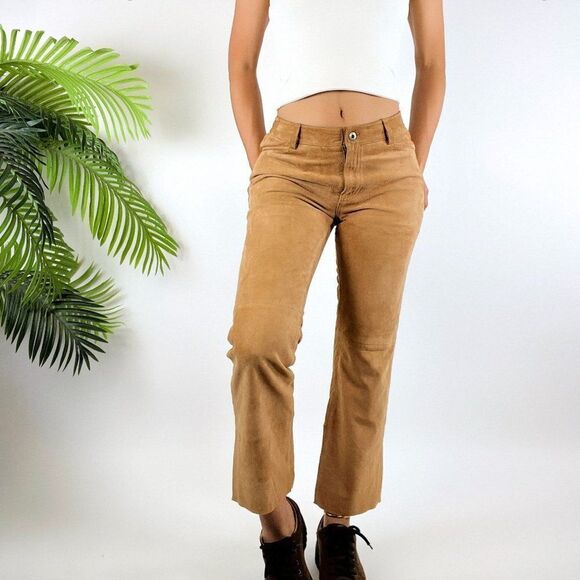 Vintage Y2K Timmy Hilfiger Boho Cowgirl Low Rise Western Suede Leather Pants / 0 - Picture 3 of 6